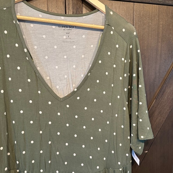 Torrid Olive Polka Dot Midi Dress - Picture 3 of 7